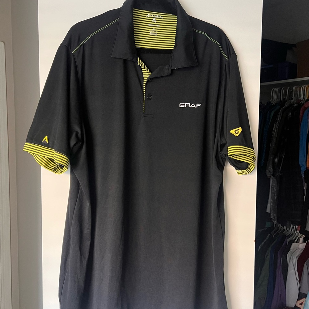 Antigua Black Polo with Yellow Accents